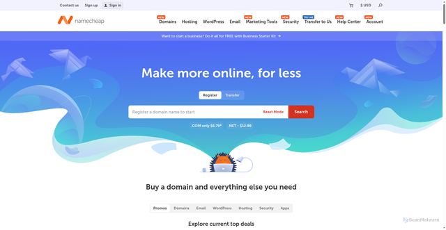 Security scan screenshot of https://namecheapapi.com