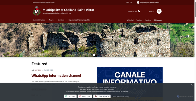 Security scan screenshot of https://www.comune.challand-st-victor.ao.it