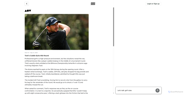 Security scan screenshot of https://golf.ai/article/detail/6ab0badf5461c827036423ab