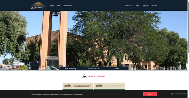 Security scan screenshot of https://umatillacounty.gov/