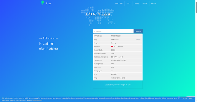 Security scan screenshot of https://ipapi.co