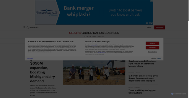 Security scan screenshot of https://crainsgrandrapids.com