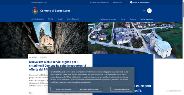 Security scan screenshot of https://www.comune.borgolares.tn.it/