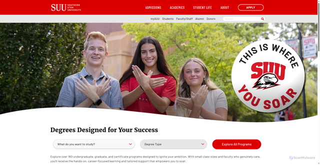 Security scan screenshot of https://www.suu.edu/