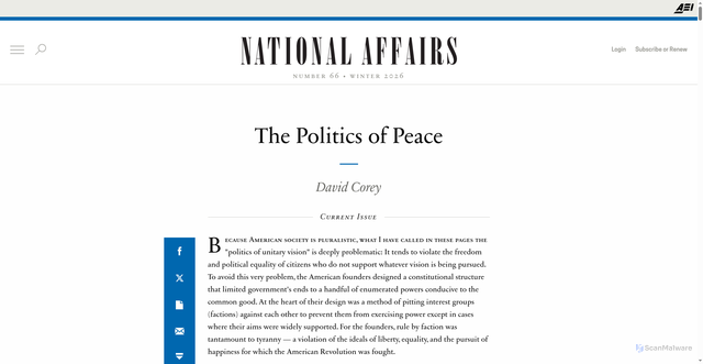 Security scan screenshot of https://www.nationalaffairs.com/publications/detail/politics-peace