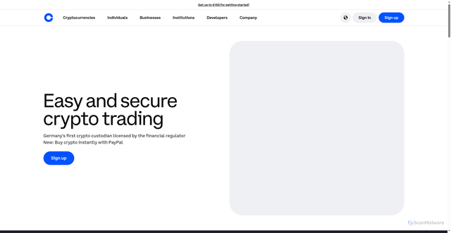 Security scan screenshot of https://www.coinbase.com/