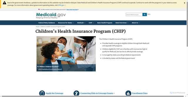 Security scan screenshot of https://www.medicaid.gov/chip