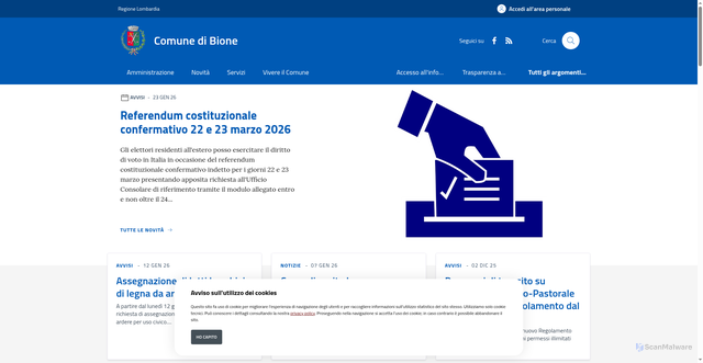Security scan screenshot of https://www.comune.bione.bs.it/