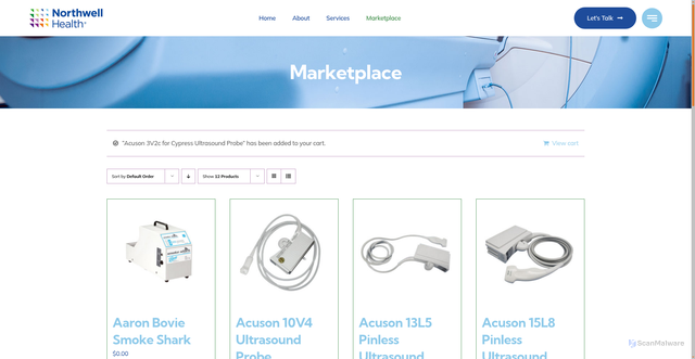 Security scan screenshot of https://northwellhealthmarketplace.com/marketplace/?add-to-cart=3984