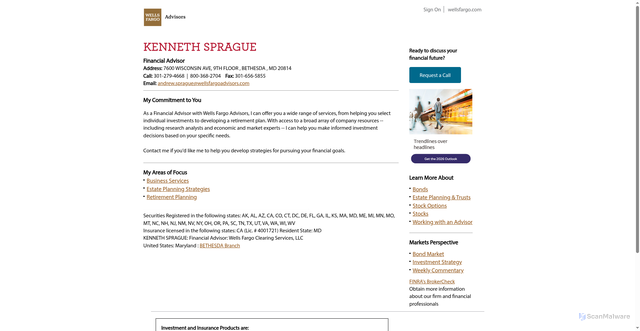 Security scan screenshot of https://home.wellsfargoadvisors.com/andrew.sprague