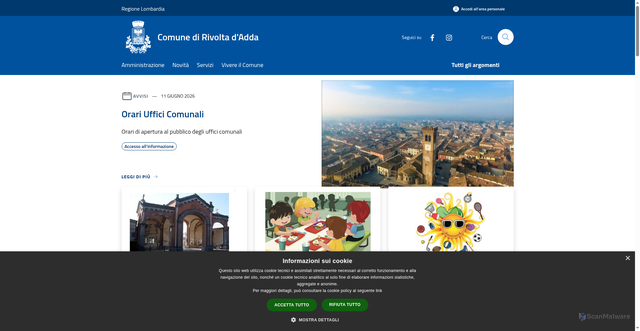 Security scan screenshot of https://www.comune.rivoltadadda.cr.it