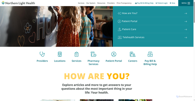 Security scan screenshot of https://northernlighthealth.org/