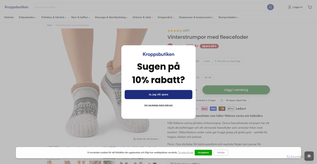 Security scan screenshot of https://kroppsbutiken.se/products/vinterstrumpor-fleecefodrade