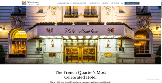 Security scan screenshot of https://hotelmonteleone.com/