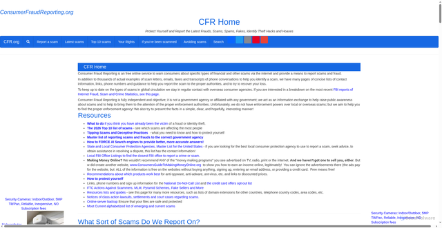 Security scan screenshot of https://www.consumerfraudreporting.org/