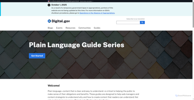 Security scan screenshot of https://digital.gov/guides/plain-language