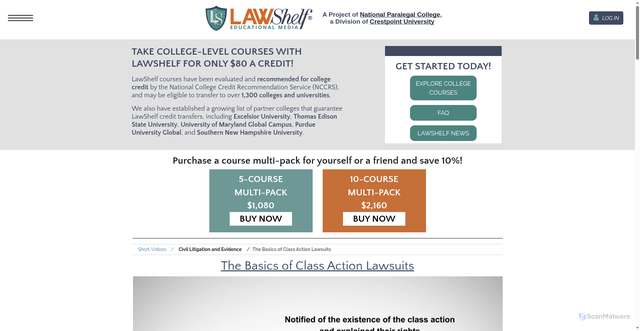 Security scan screenshot of https://www.lawshelf.com/shortvideoscontentview/the-basics-of-class-action-lawsuits/