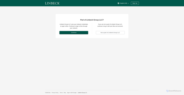 Security scan screenshot of https://linbeck.app.box.com