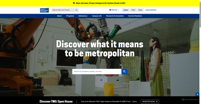 Security scan screenshot of https://www.torontomu.ca/