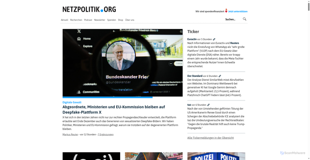 Security scan screenshot of https://netzpolitik.org