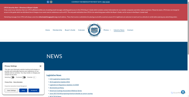 Security scan screenshot of https://www.chicagopaint.org/industry-news