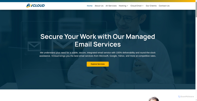 Security scan screenshot of https://www.vcloudmail.com/