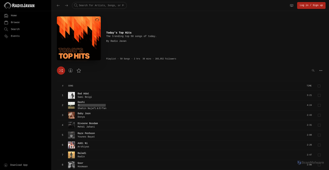 Security scan screenshot of https://rj-desktop.pages.dev/playlist/mp3/854b87855624