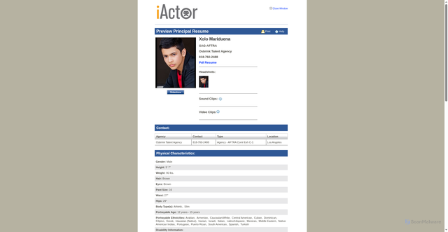 Security scan screenshot of https://iactorpub.sagaftra.org/iactor/XoloMariduena.html