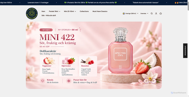 Security scan screenshot of https://spectraperfumes.se