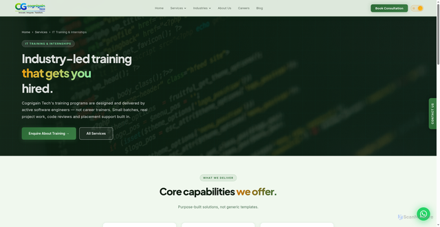 Security scan screenshot of https://cognigaintech-v91.pages.dev/service-it-training