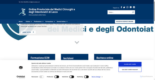 Security scan screenshot of https://www.omceolecco.it/
