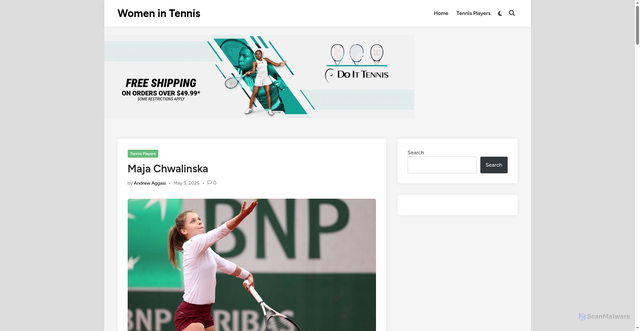 Security scan screenshot of https://www.hottennisgirls.com/maja-chwalinska/