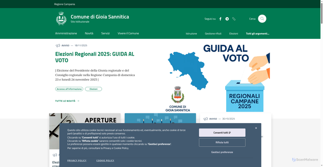 Security scan screenshot of https://www.comune.gioiasannitica.ce.it/