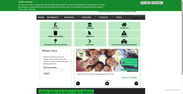 Security scan screenshot of https://www.epsom-ewell.gov.uk/