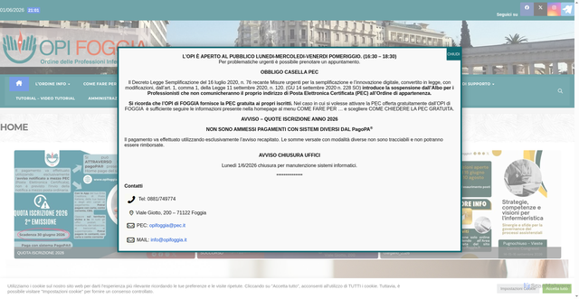 Security scan screenshot of https://www.opifoggia.it