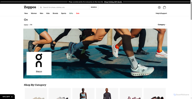 Security scan screenshot of https://www.zappos.com/c/on
