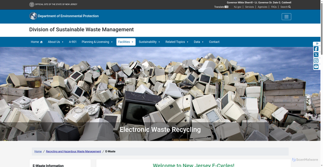 Security scan screenshot of http://www.nj.gov/dep/dshw/ewaste/