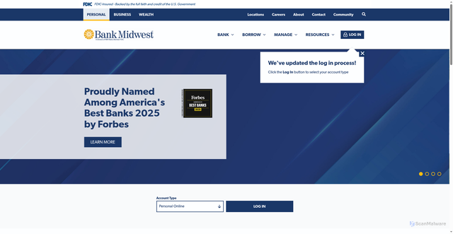 Security scan screenshot of https://www.bankmw.com/