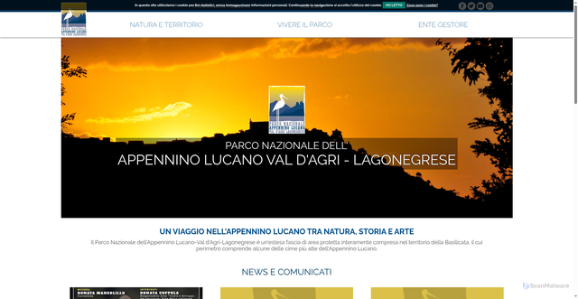 Security scan screenshot of https://www.parcoappenninolucano.it/