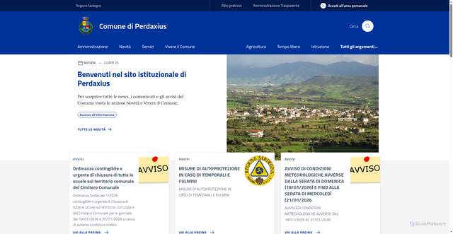 Security scan screenshot of https://www.comune.perdaxius.su.it/