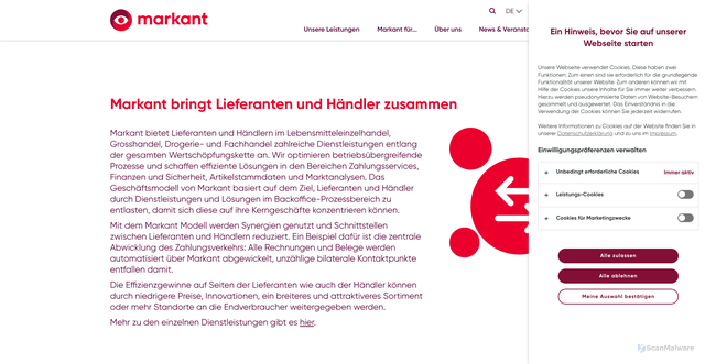 Security scan screenshot of https://markant.com