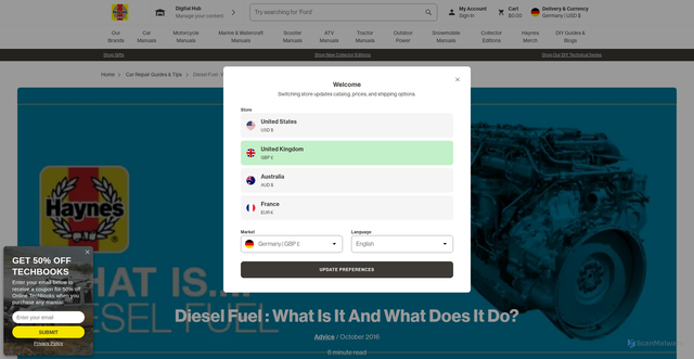 Security scan screenshot of https://us.haynes.com/blogs/tips-tutorials/what-is-diesel-fuel?srsltid=AU7gw4WP0b922I5TK1I60o3TTKcBVA0qFQg_m630_qdrU_a6rvqol0dD