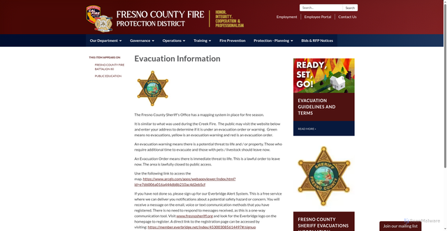 Security scan screenshot of https://www.fresnocountyfire.org/evacuation-information