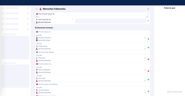 Security scan screenshot of https://mojabet.cd/fr/teams/tennis/weronika-falkowska-75908