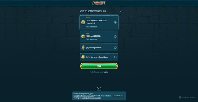 Security scan screenshot of https://larabet1.com/no/registration?mid=227472_1845013&fluid=b8e97277-ee97-4cf3-a14c-3c0be03ef363