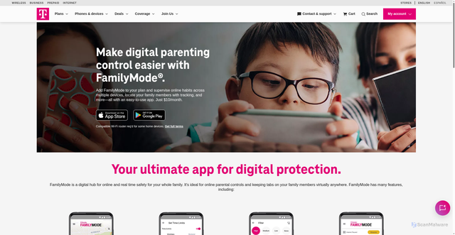 Security scan screenshot of https://tmobile-familymode.com