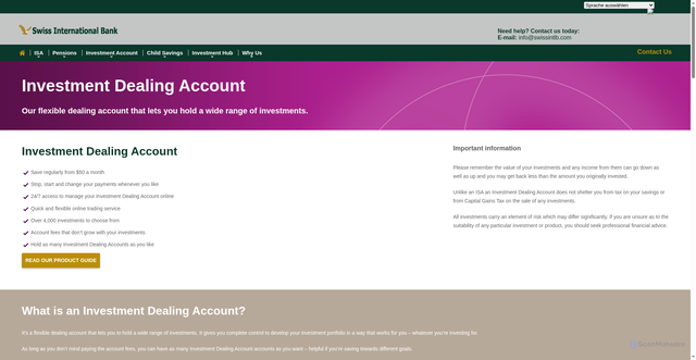 Security scan screenshot of https://ibank.swissintlb.com/investment-account/investment-dealing-account