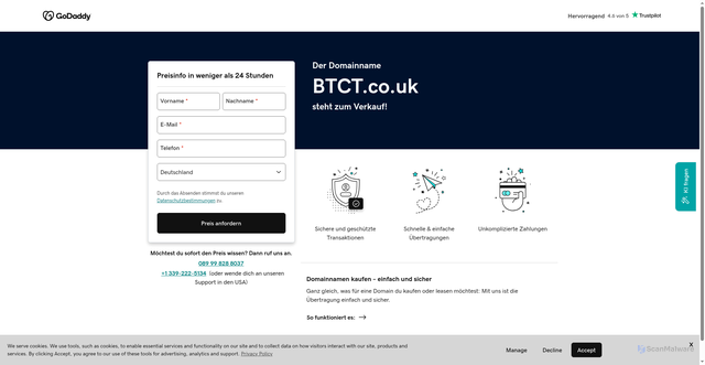 Security scan screenshot of http://www.btct.co.uk/