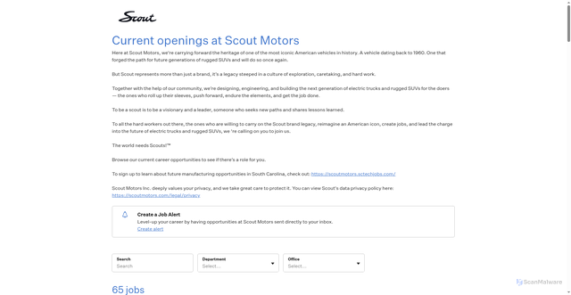 Security scan screenshot of http://job-boards.greenhouse.io/scoutmotors