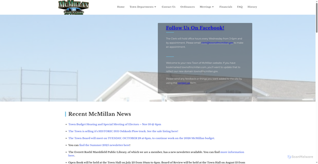 Security scan screenshot of https://www.townofmcmillan.gov/